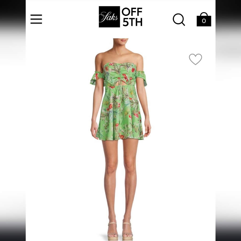 NWOT Area Stars Off-Shoulder Tropical Mini Dress , M